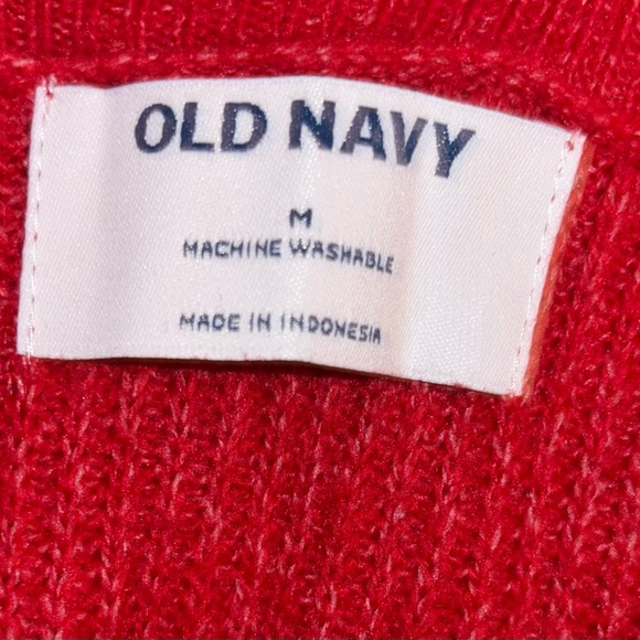 Red Knitted V-Neck Sweater - Old Navy | M | stretch fit | Cozy - Picture 2 of 7
